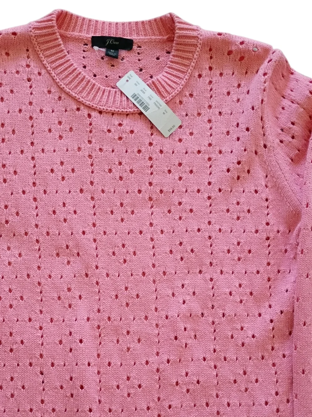 J. Crew Pink Eyelet Crewneck Sweater
